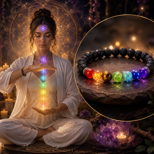 Reiki Spectrum – 7 Chakra Armband aus Lavastein