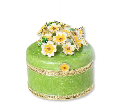 Fleur Royale – Kunstvolle Emaille-Schmuckschatulle mit floraler Goldornamentik