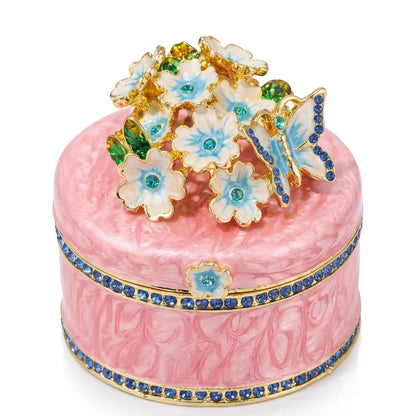 Fleur Royale – Kunstvolle Emaille-Schmuckschatulle mit floraler Goldornamentik