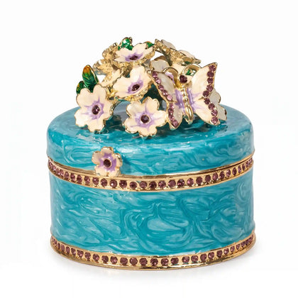 Fleur Royale – Kunstvolle Emaille-Schmuckschatulle mit floraler Goldornamentik