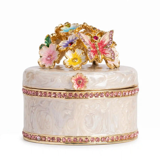 Fleur Royale – Kunstvolle Emaille-Schmuckschatulle mit floraler Goldornamentik
